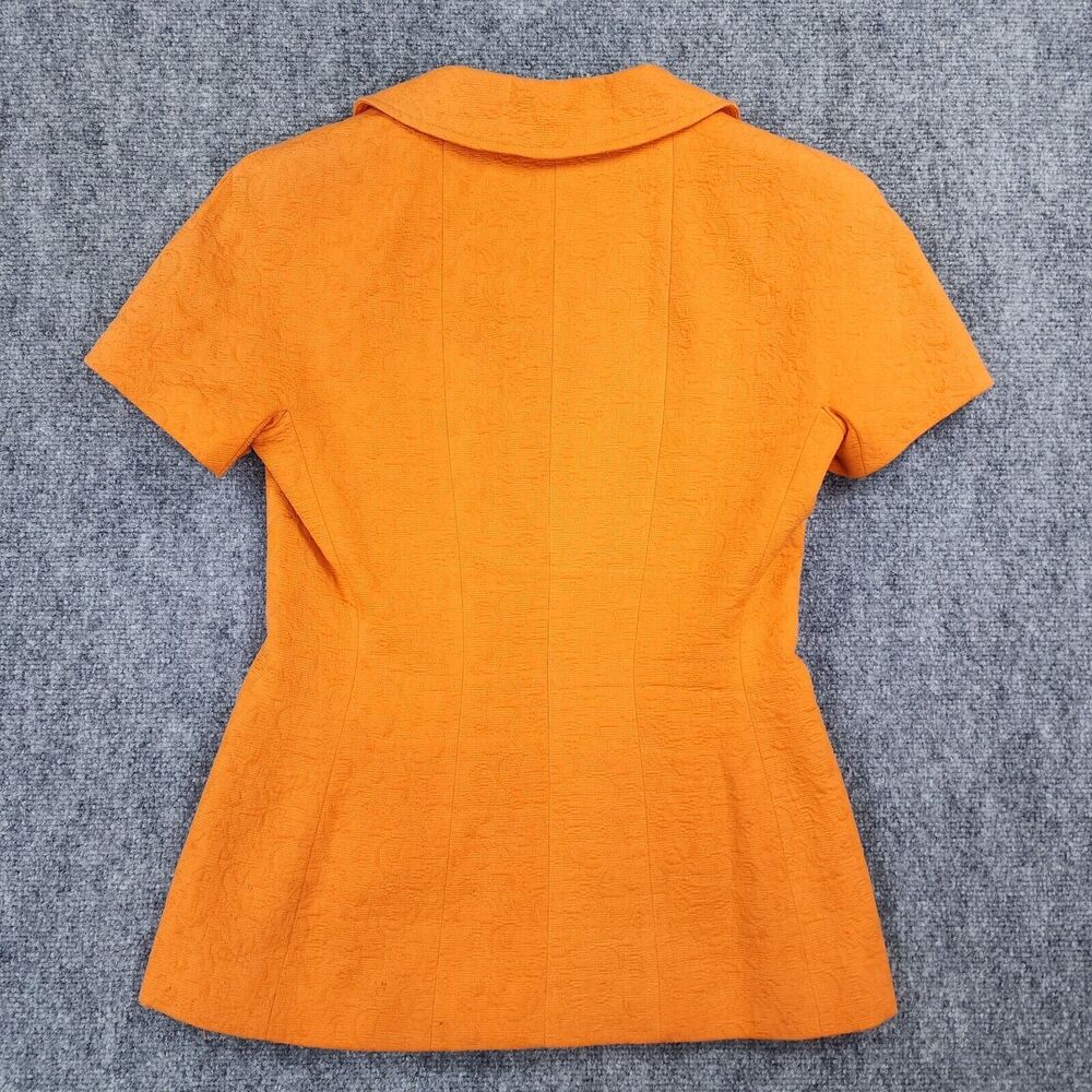 Vintage Teri Jon Rickie Freeman Blazer Womens 4 Orange Floral Inlay Short Sleeve - Picture 3 of 16